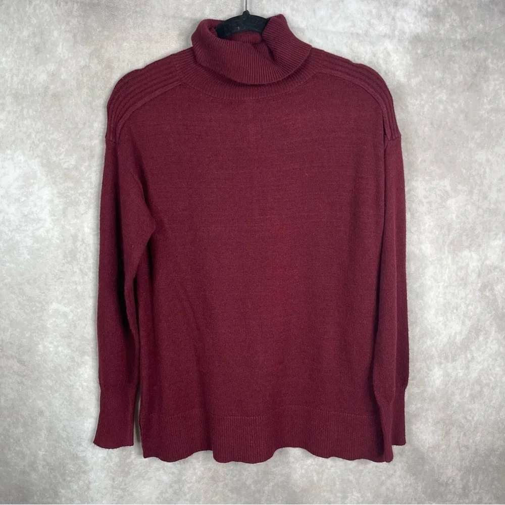 Evereve Carlie Turtleneck Pullover Knit Sweat In Bordeaux Red Size xS